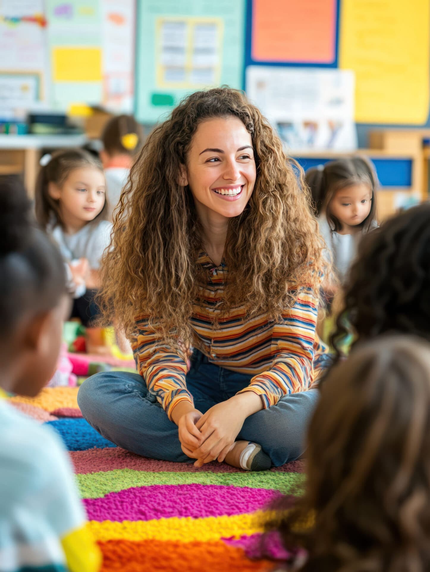 A The Village Learning Center teacher with children in the classroom